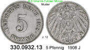 Deutschland Kaiserreich 5 Pfennig J.12 großer Adler . 330.0932.13 -
