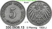 Deutschland Kaiserreich 5 Pfennig J.12 großer Adler . 330.0938.13 -