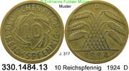 Deutschland Weimarer Republik 10 Reichspfennig . . J.317 . 330.1484.13 -