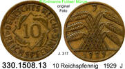 Deutschland Weimarer Republik 10 Reichspfennig . . J.317 . 330.1508.13 -