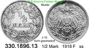 Deutschland Kaiserreich 1/2 Mark . . J.16 . . 330.1896.13 -