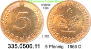 BRD J.382 . 335.0506.11 5 Pfennig 1966D unc
