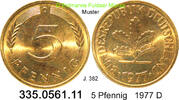 BRD J.382 . 335.0561.11 5 Pfennig 1977D unc