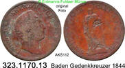 Altdeutschland Baden 1 Kreuzer Gedenkkreuzer 1844 AKS112 . 323.1170.13 s siehe Abbildung
