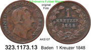 Altdeutschland Baden 1 Kreuzer AKS107 . 323.1173.13 -