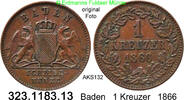 Altdeutschland Baden 1 Kreuzer AKS132 . 323.1183.13 -