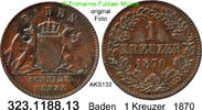 Altdeutschland Baden 1 Kreuzer AKS132 . 323.1188.13 -