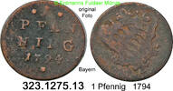 Altdeutschland Bayern 1 Pfennig Bayern Karl Theodor . 323.1275.13 -