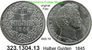 Halber Gulden 1845 Altdeutschland Bayern AKS 79 . 323.1304.13 ss