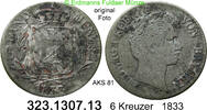 6 Kreuzer  Altdeutschland Bayern AKS 81 . 323.1307.13 schön