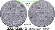 3 Kreuzer 1852 Altdeutschland Bayern AKS 154 . 323.1330.13 -ss
