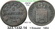 Altdeutschland Bayern 1 Kreuzer AKS 155 . 323.1332.14 -