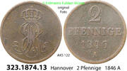 Altdeutschland Hannover 2 Pfennig AKS 122 . 323.1874.13 -