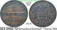 Schwarzburg-Rudolstadt 1 Kreuzer Friedrich Günther 1807-1867 . 323.2502.13 -