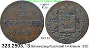 Schwarzburg-Rudolstadt 1/4 Kreuzer Friedrich Günther 1807-1867 . 323.2503.13 -