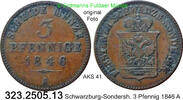 Schwarzburg-Sondershausen 3 Pfennig Günther Friedrich Carl 1835-1880 . 323.2505.13 -