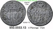 Fulda Abtei 4 Pfennige 78-405 Constantin von Buttlar 1714-1726 Schön 10 . 950.0553.13 -