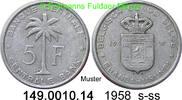 Belgian Congo und Ruanda Urundi 5 Francs *33 KM3 Palme . 149.0010.14 -
