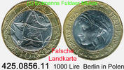Italy Italien 1000 Lire *193.1 KM190 Falsche Landkarte . 425.0856.11 -