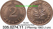 BRD J.381 . 335.0274.11 2 Pfennig 1963 J unc