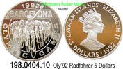 Kaimaninseln Cayman Islands 5 Dollars *114 KM110 Oly´92 Radfahrer . 198.0404.10 -