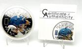Cook Islands 10$ Marine Life Nano Sea Whale Turtle Fauna Silver Coin -