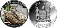 Fiji 10$ Wildlife Diamonds of Nature The Clouded Leopard Silver Coin -