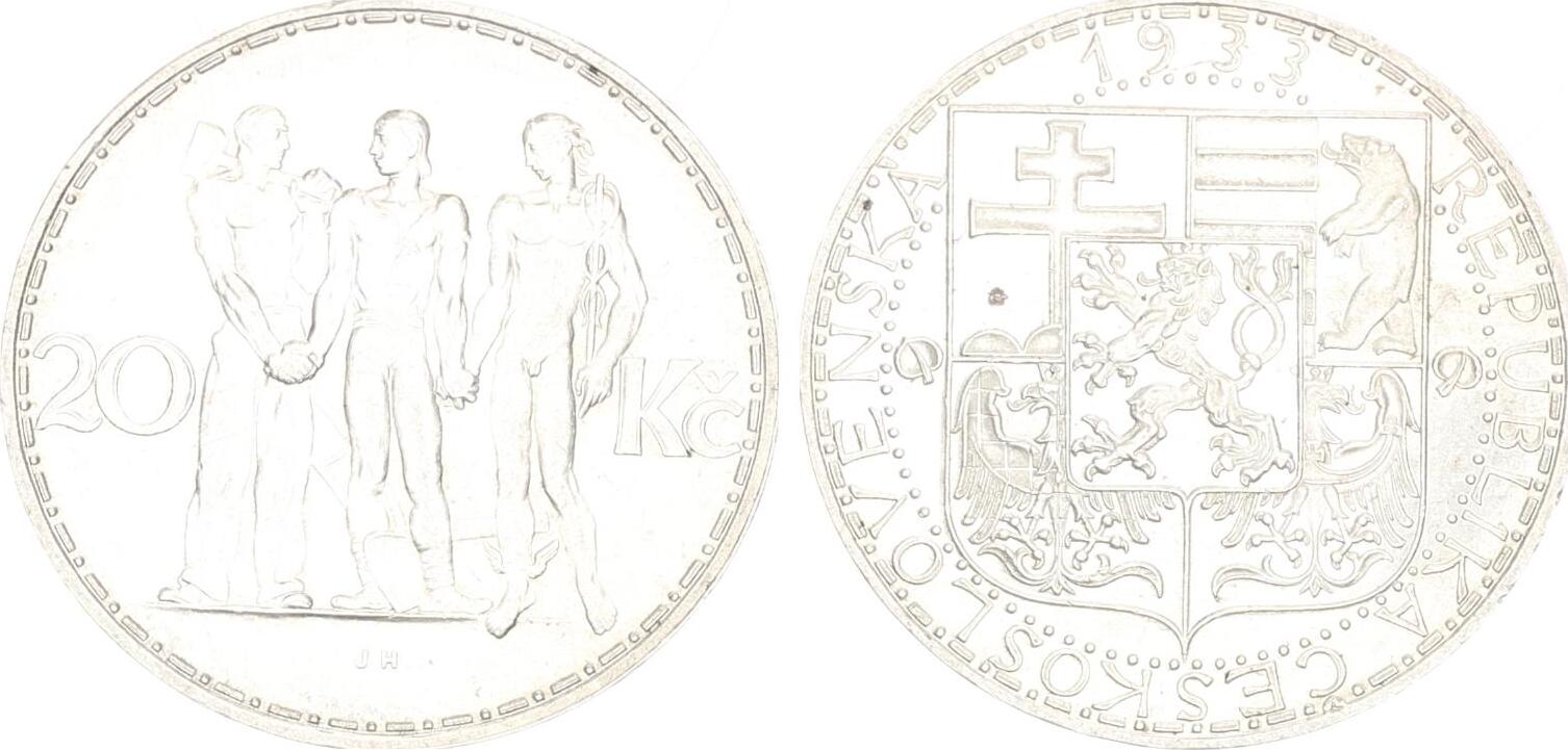 Tschechoslowakei 20 Kronen 1933 SUP+ | MA-Shops