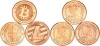 Medaillenset Kryptowährungen 3 Unzen ADVP Kupfer 3x 1 Unze Kupfer ADVP 999 - Bitcoin - Ethereum - Litecoin -