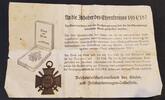 Kaiserreich Orden Ehrenkreuz für Frontkämpfer mit Schreiben Reichswirtschaftsverband -