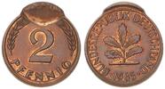 Deutschland 2 Pfennig Fehlprägung: Abdruck einer zuvor geprägten Münze -