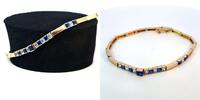 585 Gold Armband mit Blausteinen und Zirkonen, ca. 20cm lang, 10,3Gramm -