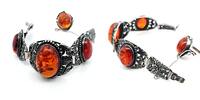 Bernstein   Schmuckset, Ring: Ringgröße 55;Armband: 18cm lang, alle zusammen wiegt 47,43 Sehr gut, siehe Fotos und Video