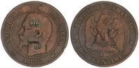 Frankreich Dix Centimes Napoleon III mit Gegnstempel -