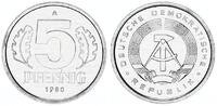 DDR 5 Pfennig Aluminium -