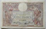 100 Francs 8.12.1938 Frankreich  minimale Einrisse, winzige Nadeleinstiche, gebraucht