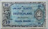 Deutschland unter allierter Besatzung 10 Mark Besatzungsgeld, US-Druck, Ktz 9-stellig -