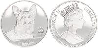 Gibraltar 1 Crown Eilisabeth II., Schäferhund, 1 Unze Silber -