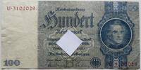 Drittes Reich 100 Reichsmark Justus Liebig, Zwischenform, Udr-Bst. B, Serie U, mit HK im Unterdruck -
