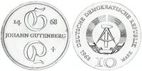 Deutschland - DDR 10 Mark Silber Johann Gutenberg -