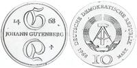 Deutschland - DDR 10 Mark Silber Johann Gutenberg -