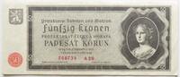 Böhmen und Mähren 50 Kronen ohne Perforation, Serie A, -