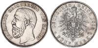 Deutsches Kaiserreich - Baden 5 Mark Silber Großherzog Friedrich I. - selten: mit Querstrich im A -
