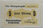 Langensalza, Thüringen 5 Pfennig Gefangenenlager, Notgeld, Lagergeld -