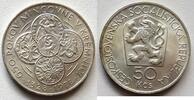 Tschechoslowakei 50 Kronen, Korun 650 Jahre Kremnica Münze/Kremnitz, Silber -