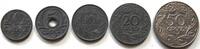 Polen, Poland 1 Grosz, 5, 10, 20, 50 Groszy Set -