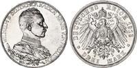 Deutsches Kaiserreich - Preußen 3 Mark Silber Wilhelm II. - 25 jähriges Regierungsjubiläum -