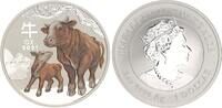 Australien 1 Dollar 1oz Silber Lunar III Jahr des Ochsen /zwei Ochsen/, Farbmünze Auflage 6000 -