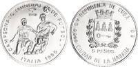 Kuba 5 Pesos Silber Fußball-Weltmeisterschaft 1990 Italien -