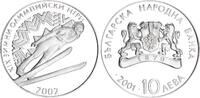 Bulgarien 10 Leva Silber XIX. Olympische Winterspiele, Salt Lake City 2002 - Skispringen -